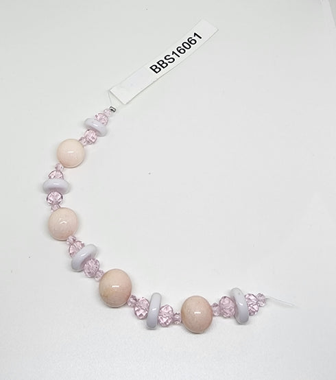 Pink Colour Round Glass Strung Beads
